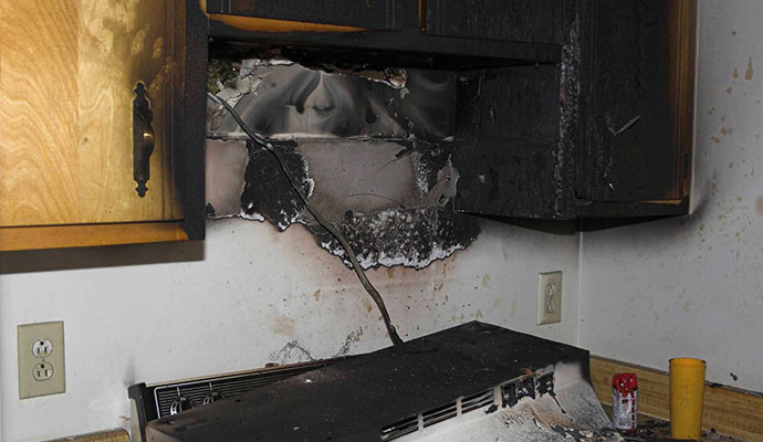 fire damaged kitchen in Braintree