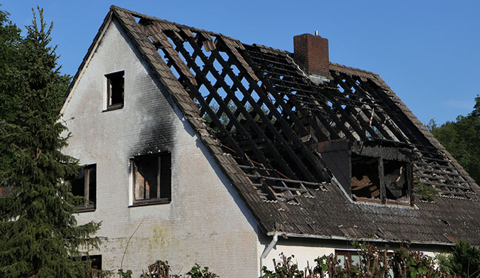 fire burned roof truss